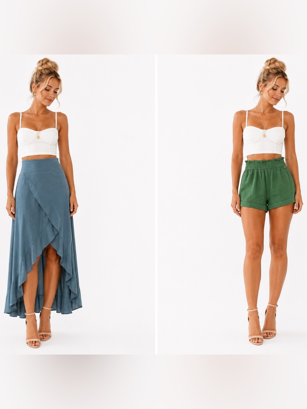 O’Neill Maxi Skirt Asymmetric and Short Set Linen Blend
